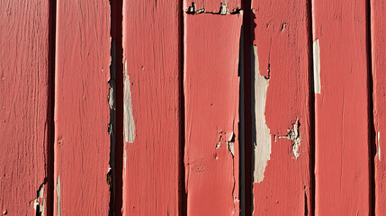 A weathered red wall showcases peeling paint, revealing the layers beneath. The texture and color create a unique, aged aesthetic. A rustic charm, showcasing age and time.