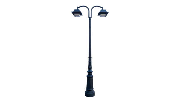 Double headed street lamp isolated on transparent background