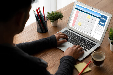 Calendar on computer software application for modish schedule planning for personal organizer and...