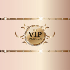VIP vector illustration of an abstract background with golden ribbon