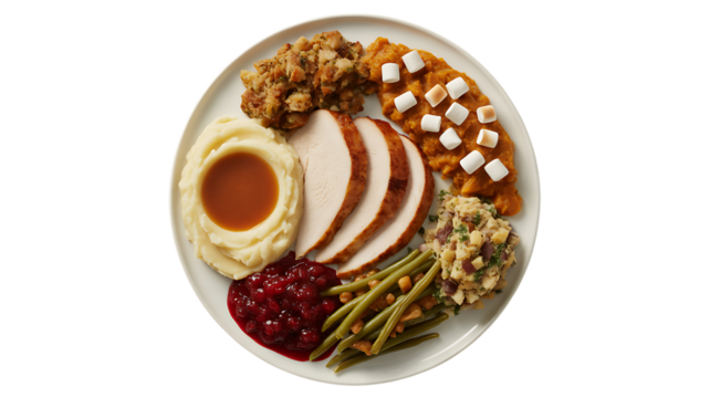 Meal with mashed potatoes, asparagus, and cranberry sauce served on a white plate Perfect Dinner Idea For You