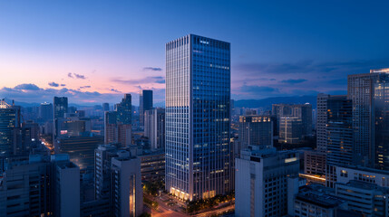 Close-up shots of skyscrapers at night, the Blues moment
