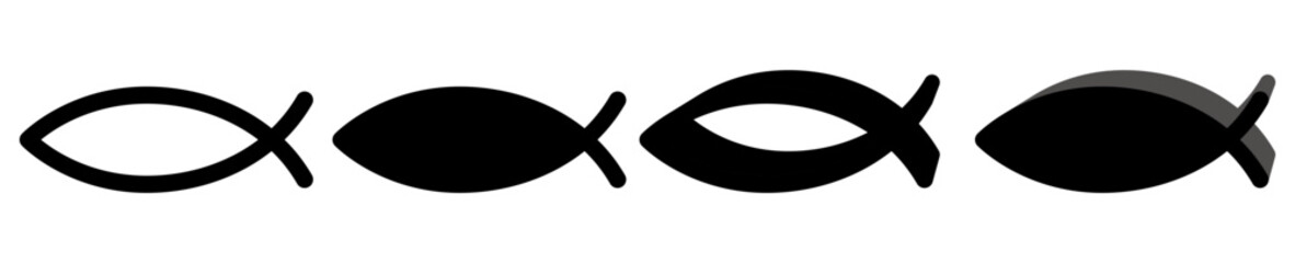 set vector Ichthys icon. Christian fish sign Christianity symbol design illustration