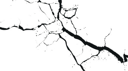 Obraz premium Cracked white wall texture. Surface cracks and fissures in ground. Grunge cracked wall texture map of Japan and Argentina with shadow and vintage concrete surface design. 