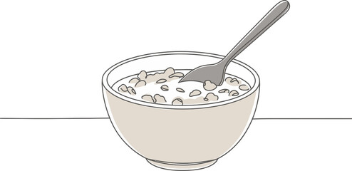 Bowl of Cereal with Spoon Illustration