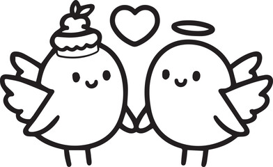 Romantic Couple Love Doll Silhouette Embracing Vector Illustration Isolated Design,