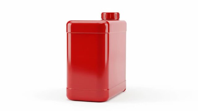 Glossy red rectangular bottle with a cap on a white background