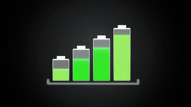 充電池のバッテリー残量が増えていくアイコン