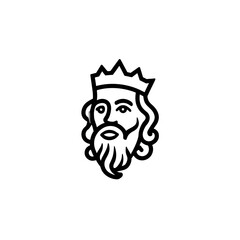 Obraz premium King illustration royalty symbol with crown beard and elegant features