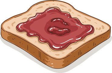 Toast with Strawberry Jam Illustration