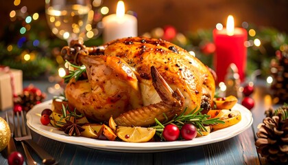 Roasted Christmas chicken feast