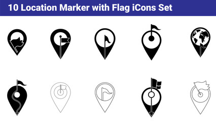 Vector Location Marker & Flag Icon Set for Maps & UI Design