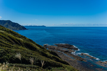 日本の青森の津軽半島から望む日本海　竜飛岬