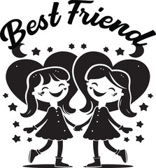 Best friend vector art illustration.