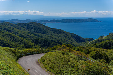 日本の青森の津軽半島から望む日本海　竜飛岬