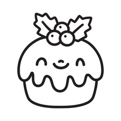 Christmas Dessert BoldEasy Coloring Page, cute candle with holly bold & easy cute christmas coloring page, victor art, coloring page, line art 