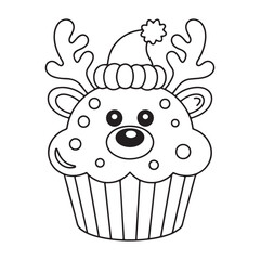 Christmas Dessert BoldEasy Coloring Page, cute candle with holly bold & easy cute christmas coloring page, victor art, coloring page, line art 