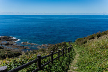 日本の青森の津軽半島から望む日本海　竜飛岬