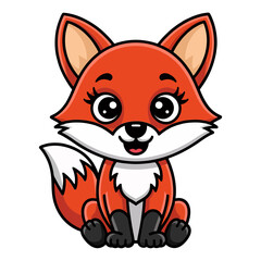 Obraz premium Adorable Cartoon Fox with Big Eyes and a Cute Smile.
