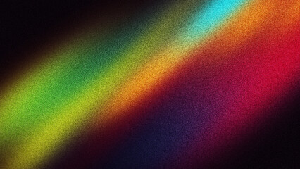 Blue magenta pink red orange purple black colors on dark grainy gradient background, abstract noise texture backdrop poster banner cover design