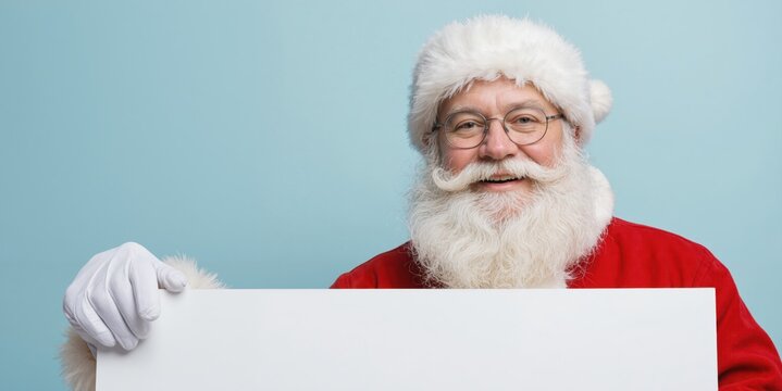 santa claus holding a blank sign