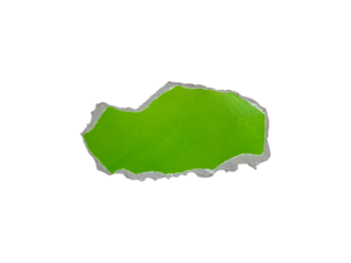 Green colour ripped torn paper isolated on transparent background for creative design 