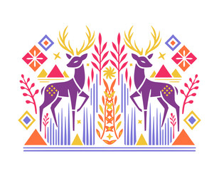 Deer of an abstract background