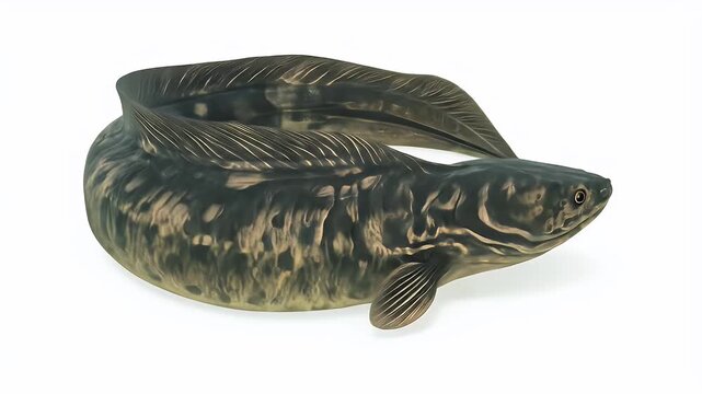 Snakehead Fish Isolated on White Background, Studio Shot.