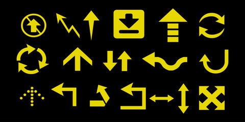 Arrow icon set. Arrow cursor collection, yellow arrow icon. Arrow vector illustration collection.