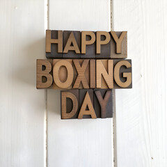 Happy Boxing Day  Vintage Wood Blocks