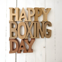 Happy Boxing Day Letters on White Wood Background