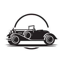 vintage car vector silhouette clip art logo design illustration. abstract car icon collection