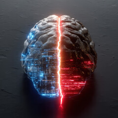 Smart technology enhances cybersecurity with a glowing brain displaying secure AI features