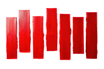 Abstract red paint strokes isolated on transparent background form a pattern