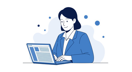 Woman Working On Laptop Demonstrating Modern Digital Business and Technological Progress