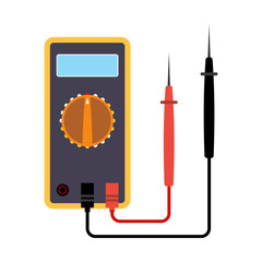 Digital Multimeter with Red and Black Probes Vector Illustration. Perfect for educational materials, electronics repair manuals, infographics or engineering presentations.