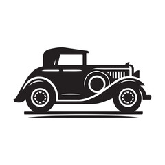 vintage car vector silhouette clip art logo design illustration. abstract car icon collection