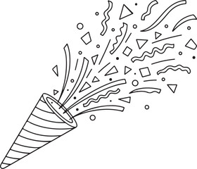 Party Popper Exploding with Confetti and Streamers Keywords: party popper, confetti, streamers