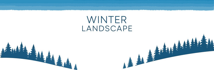 Serene winter landscape with snow covered hills and evergreen trees in soft light