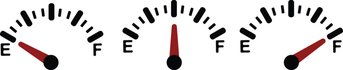 Fuel gauge vector illustration showing different tank levels, suitable for automotive, dashboard UI, mechanic, or transport-themed graphic designs. © B_1_3