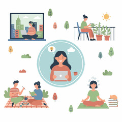 Cartoon business people social network vector illustration