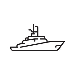 Obraz premium warship black line icon. Vector isolated element