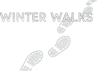Footprints in the snow suggest winter walks and outdoor adventures in cold weather