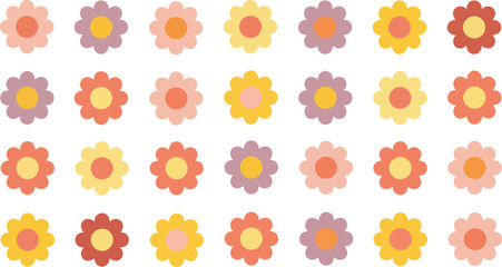 Seamless pattern of colorful flowers, creating a cheerful and vibrant design