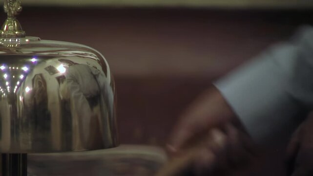 Church Ritual Bell at Consecration in Catholic Mass - Close Up - 4K