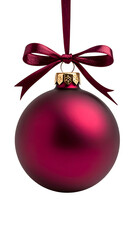 Crimson Christmas Ornament: A single, lustrous crimson Christmas ornament, suspended gracefully by a silk ribbon, radiates festive elegance and the magic of the holiday season.