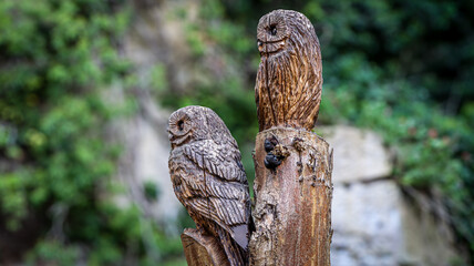 Wooden carved owls