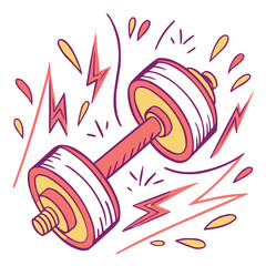 Pink Dumbbells in Motion &ndash; Duplicate Fitness Vector Icon.