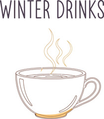 Steaming cup of winter drinks illustration on a white background for seasonal cheer