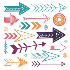 Origami paper arrow vector icons set for geometric design and direction symbols.